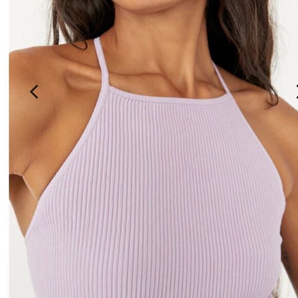 Free People Mmkay Seamless Tank Top Crisscross Ribbed M/L NWT High Neck Seamless - Picture 13 of 13